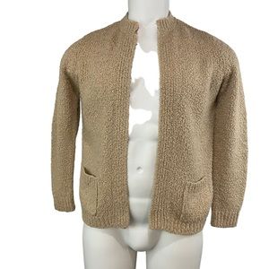 LeRoy Knitwear Cardigan Sweater Womens Medium Brow Open Pockets Long Sleeve (65)